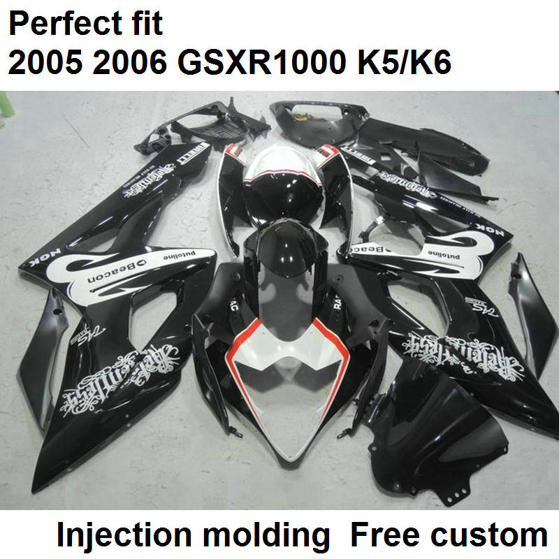 

High quality fairings for Suzuki GSXR1000 2005 2006 white black injection molded fairing kit GSXR1000 05 06 FT36, Same as picture