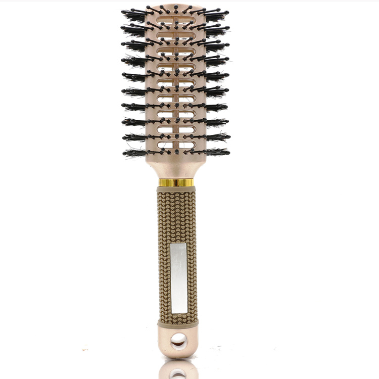 

1 PCS Double Dided Brushes Nylon & Boar Bristle Rubber Handle Heat Resistant Ceramic Detangling Vent Hair Brush