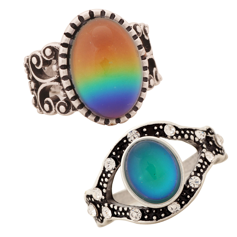 

Antique Style Silver Plated Change Color Mood Gift Ring RS003-001