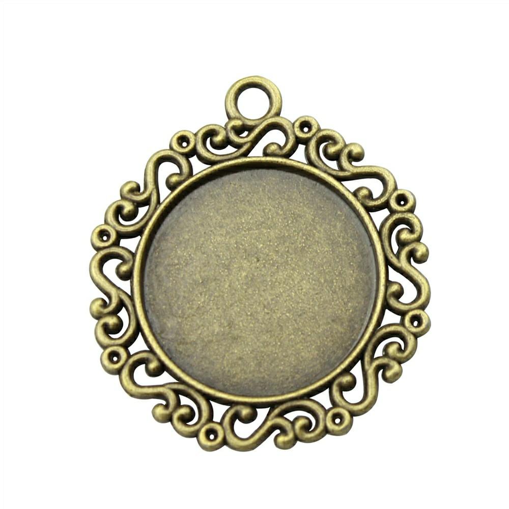 100pcs 25mm Round Pendant Tray Cabochon 