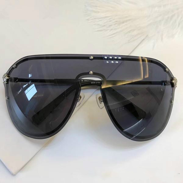 

2180 Sunglasses For Women Brand Design Rimless Frame Connection Lens UV400 Coating Mirrorr Lens Steampunk Summer Big Style Comw With Case