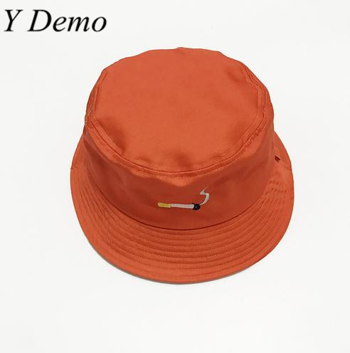 

2017 Orange Harajuku Embroidery Cigarette Bucket Hat Women Cute Hat, As pic