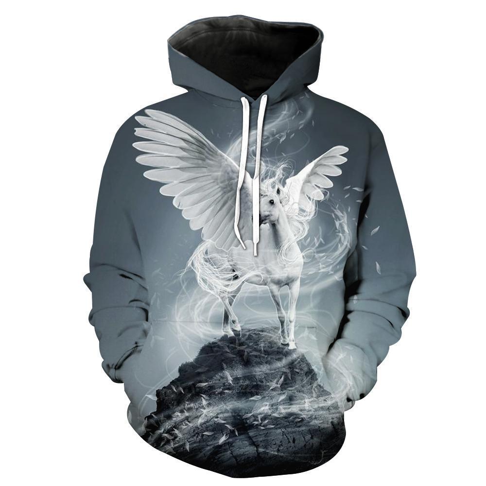 

3D Colorful Horse Hoodies Men Women Sweatshirt Pullovers Couples Clothes S-5XL Hoodie Fly Horse Sweatshirts Autumn Thin Coat, Hh-026
