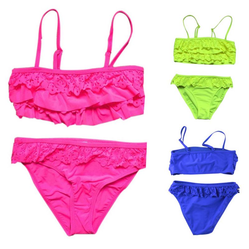

Children Swimwear Falbala Girls Swimsuit Baby Kids Clothing Biquini Infantil Two-pieces Bikini Girl 2018 New Summer Bathing Suit, Pink