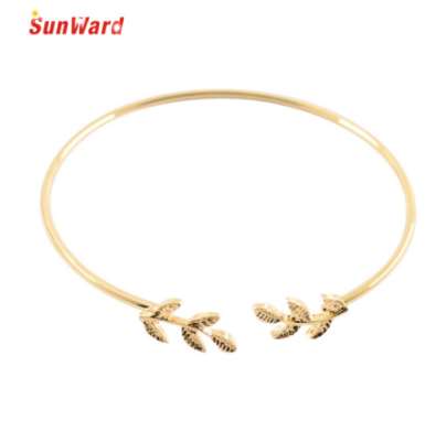 

OTOKY Lucky Women Girls Crystal leaf Charm Bracelet Bangle Silver Gold Bracelet 1pc