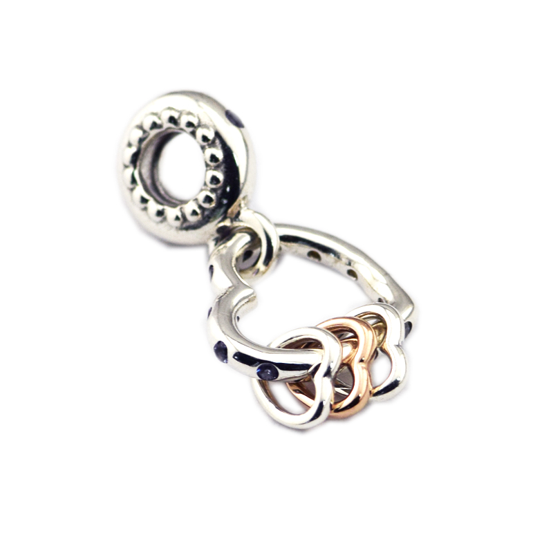 925 Sterling Silver Jewelry Heart Highlights Dangle Charm Lilac Royal Purple Crystals Beads Fits women Jewelry Making Bracelets-image-412705470