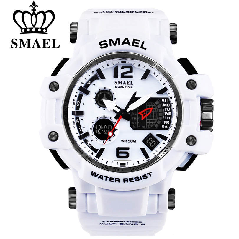 

SMAEL Brand Men Quartz Digital Watch Men's Sports Watches S Shock Male Clock Relogios Masculino LED 30M Waterproof Wristwatches, Rose golden