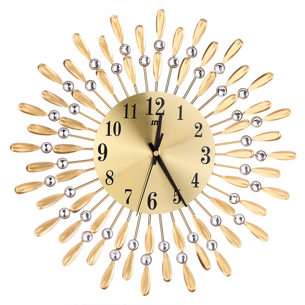 

Art Diamond Modern Metal Wall Clock Large Wall Mounted Clocks Home Living Room Office Decor Black/Gold High Quality C42