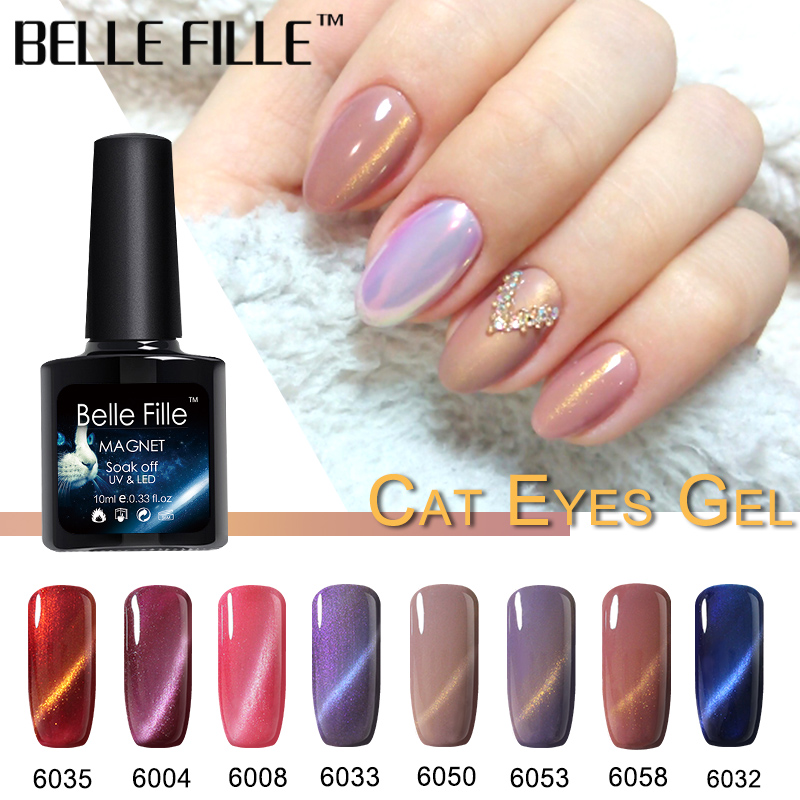 

Belle Fille Magnetic Cat Eye 10ml UV Nail Gel Polish 60 Color Soak Off UV Gel Lacquer Lak Cat's Eye Nail Hybrid Varnish, 6003