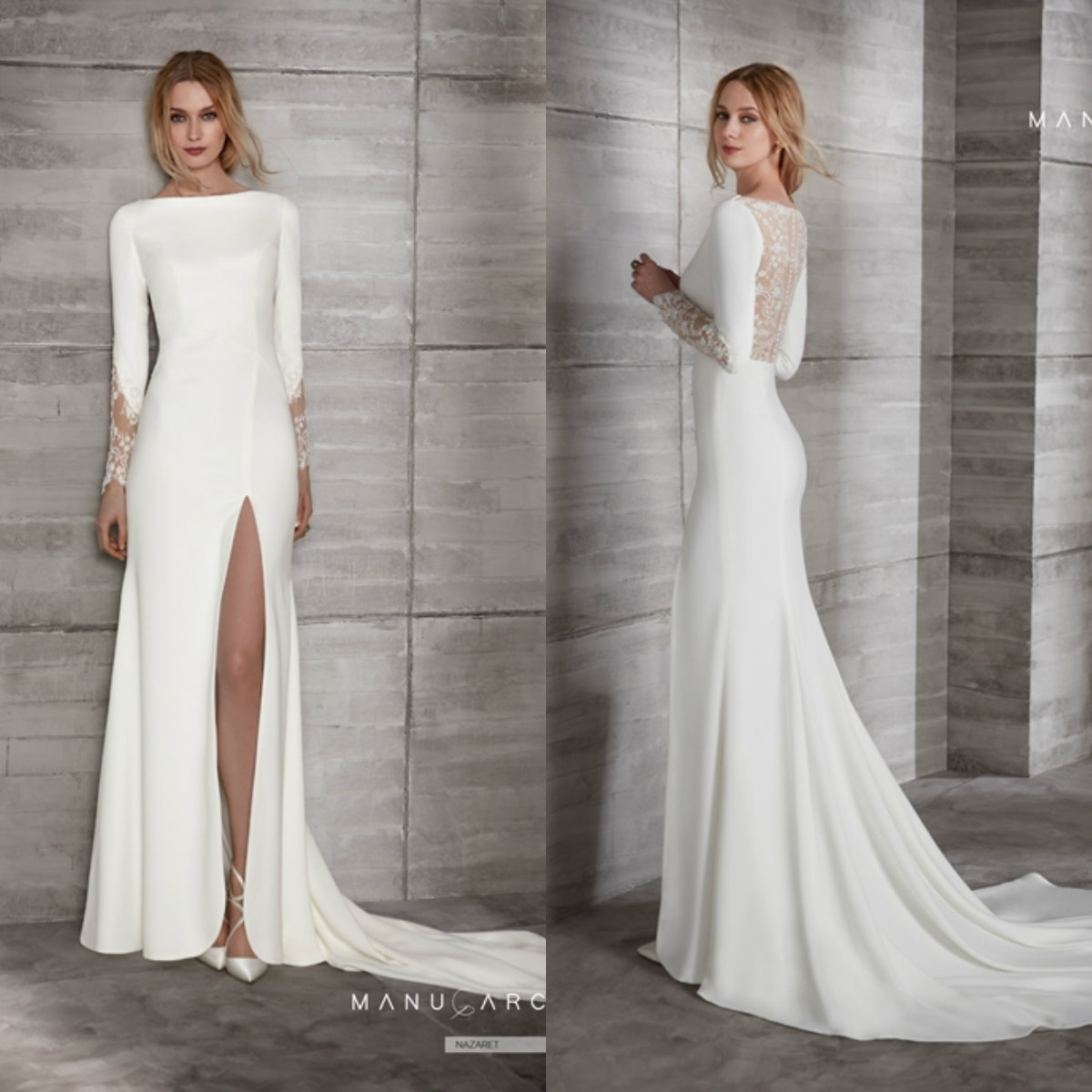 white silk long sleeve wedding dress 