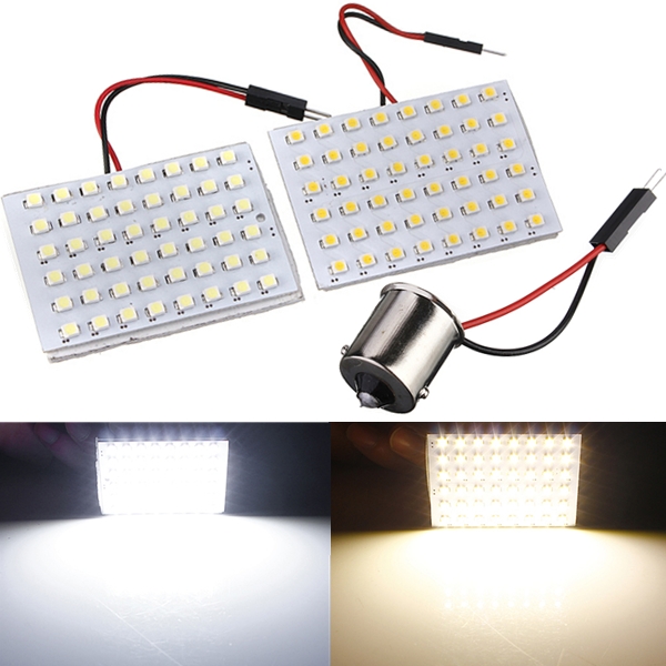 Panneau d'ampoules LED 10x48 SMD 1210, blanc froid et chaud, lumière de carte pour voiture, dôme automatique, avec adaptateur 1156 BA15S, DC12V
