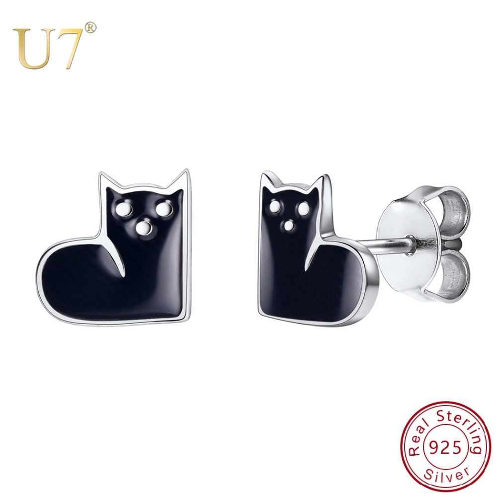 Meow Cat Meow rote Perle Cabochon Ohrringe Weihnachtsgeschenk schwarz und wei/ß