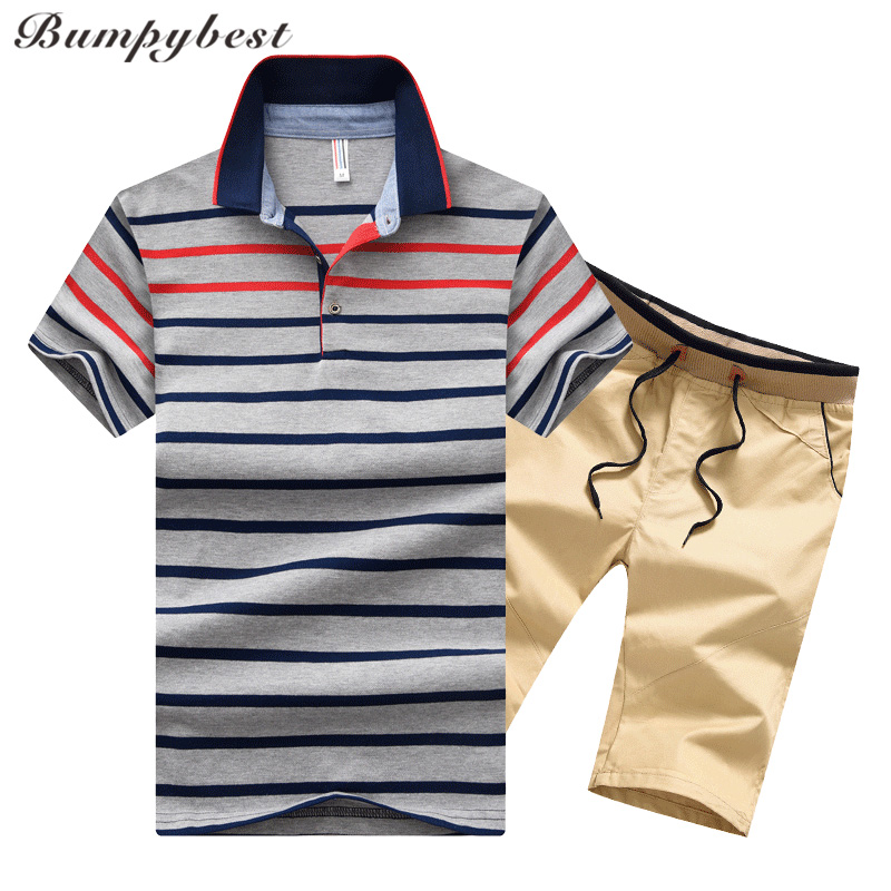 

Bumpybeast Two Piece Set Men's Sportswear Striped Tracksuit Men Suits Summer Sweatsuit Mens Short Sleeve T-shirt Sets M-4XL, Color c