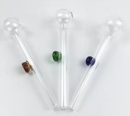 

15mm glass oil burner with colorful handle thick oil burner glass pipe clear glass oil burner water pipe for smoking