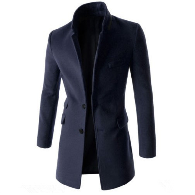 FDWERYNH Men 2018 New Fashion Autumn And Winter Casual Stand Colllar Single Breasted Slim Temperation Trench Coat