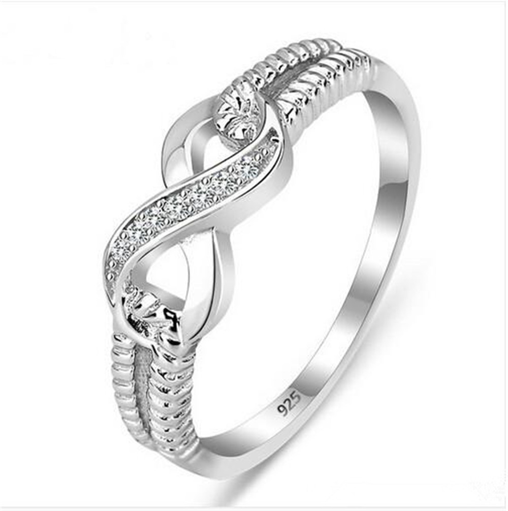 Wholesale-Genuine 925 Sterling Silver Jewelry Designer Brand Rings For Women Wedding Lady Infinity 3.5 Ring Size KKA1957