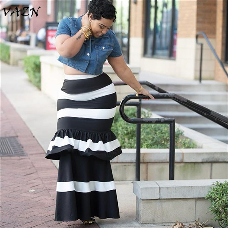 

VAZN 2018 Hot Sale Exotic Designer Sexy Style Women Ball Gown Skirts Summer Lady Elegant Special A Cake Maxi Skirts CY1035, Black