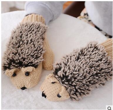 

Cartoon hedgehog glove cute mouse winter glove female cute mouse winter Mittens many colors, Blue;gray