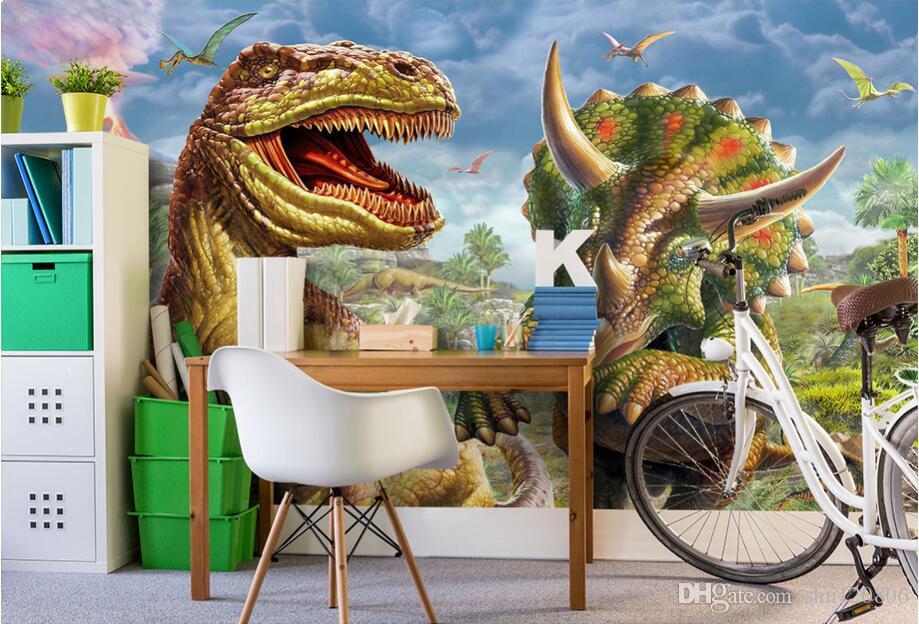 

3d wallpaper custom photo mural The green forest tyrannosaurus rex world background wall 3d wall murals wallpaper for walls 3 d living room, Non-woven fabric