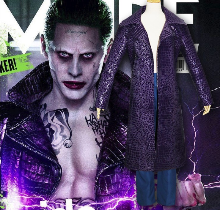 

The Joker Suicide Squad Jared Leto Purple Coat with pants, Black;red