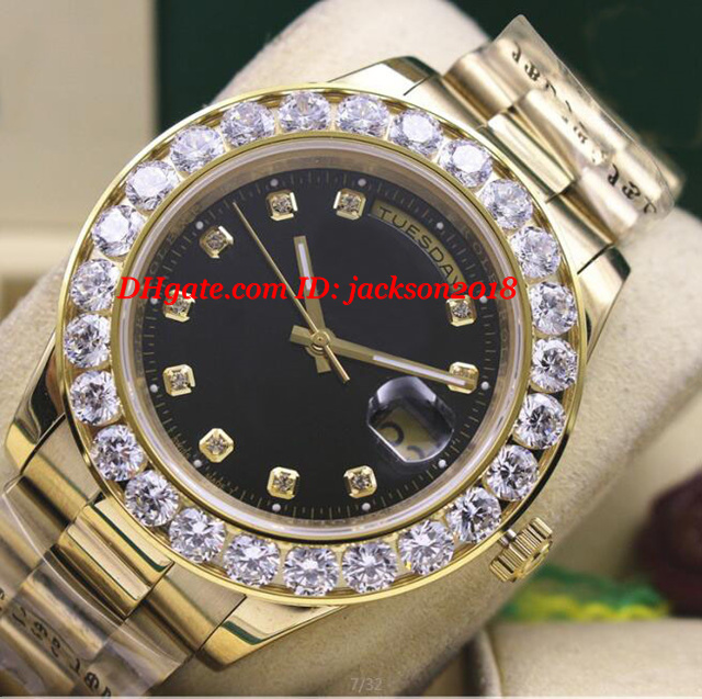 

2019 luxury wristwatch 18k yellow gold black dial 41mm 18038 bigger diamond bezel mechanical automatic men watches new style, Slivery;brown