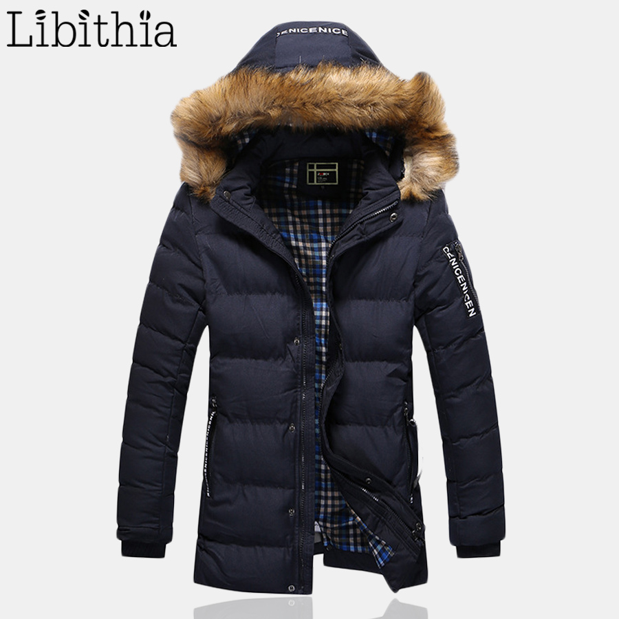 

Men Casual Parka Coats With Detachable Hat Warm Winter Thick Fashion Cotton Soft Clothes Male M-3XL Black Blue Khkai K273