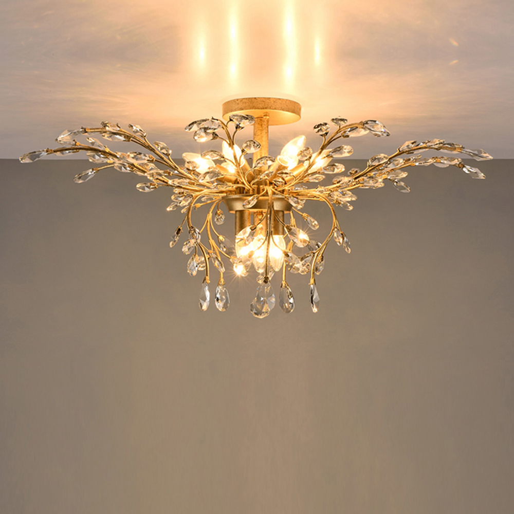 

American village style Led Chandelier light iron crystal ceiling lights 9 heads black/bronze Pendant Lamp
