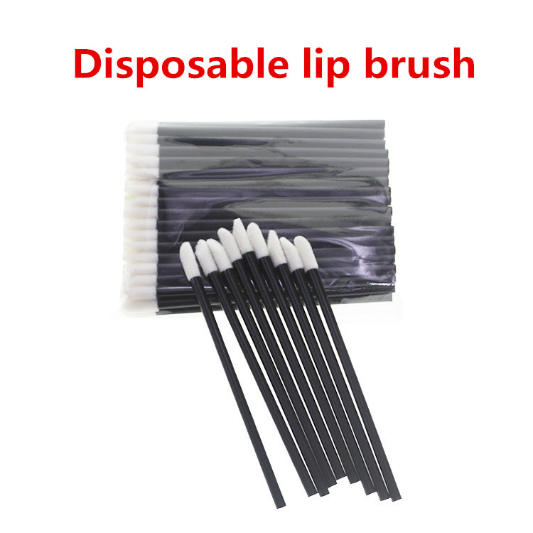 

100pcs Disposable Cosmetic Brush Lip Stick Nylon Lip Brush Lipstick Brush Makeup Tools Black Lip Mini Lipstick 9.5*1.5cm