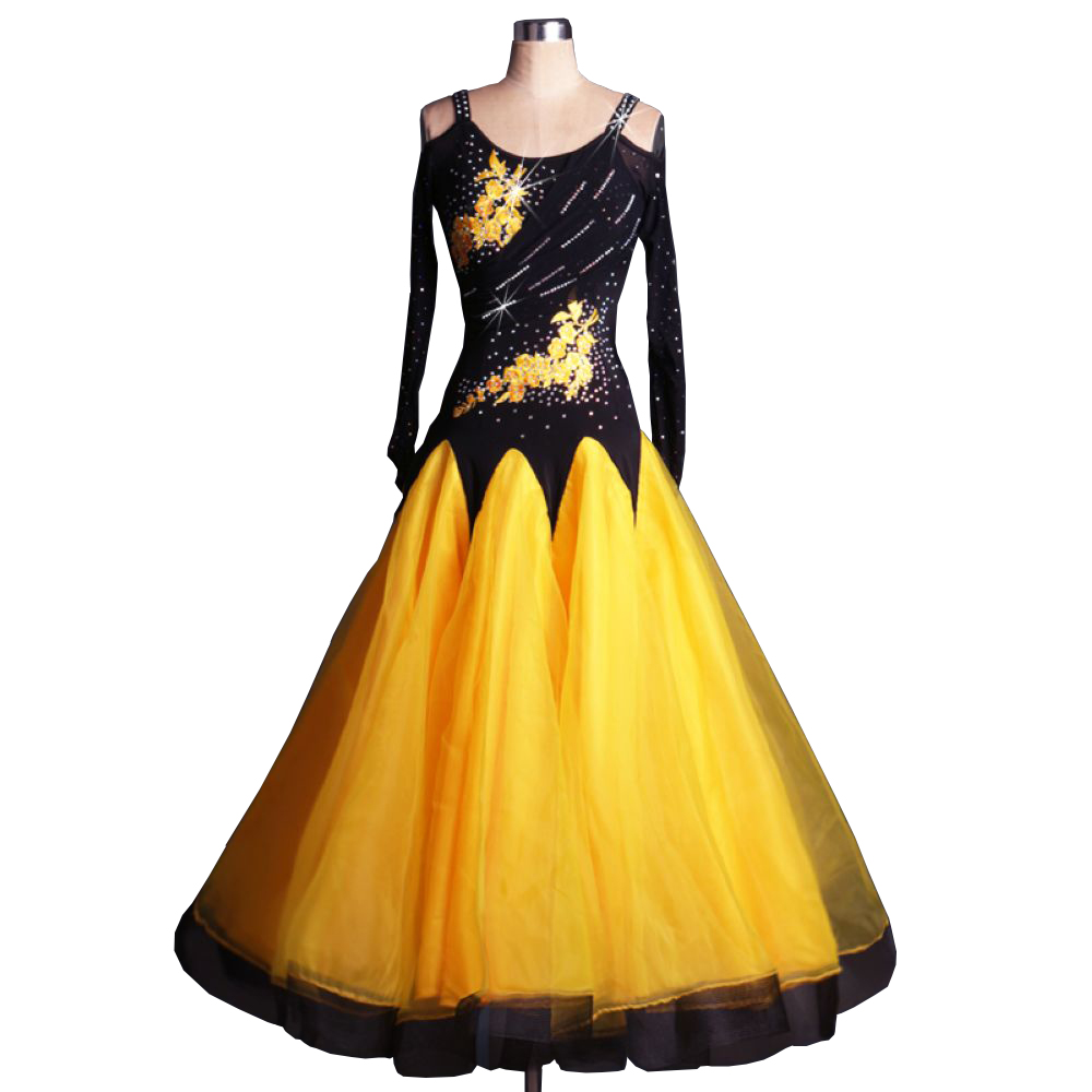 Ballroom Waltz Dresses Sale Competition Dress Ballroom Dance Costumes Tango Dress Dancing Outfits D0119 Rhinestones Big Sheer Hem-image-377120243