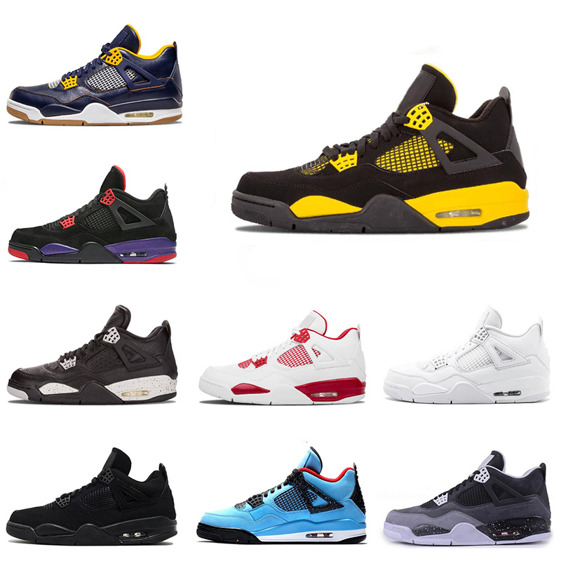 

New 4s mens basketball shoes Thunder Pure Money Premium Black Cat bred White Cement men trainers sneaker 4 sports shoe size 8-13