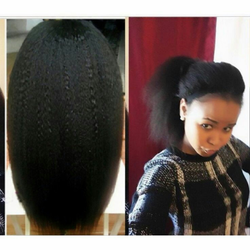 

Affordable 8A Grade Kinky Yaki Straight Ponytail Hair Extensions Human Hair Double Weft Brazilian Unprocessed Virgin Hair Clip in Ponytail