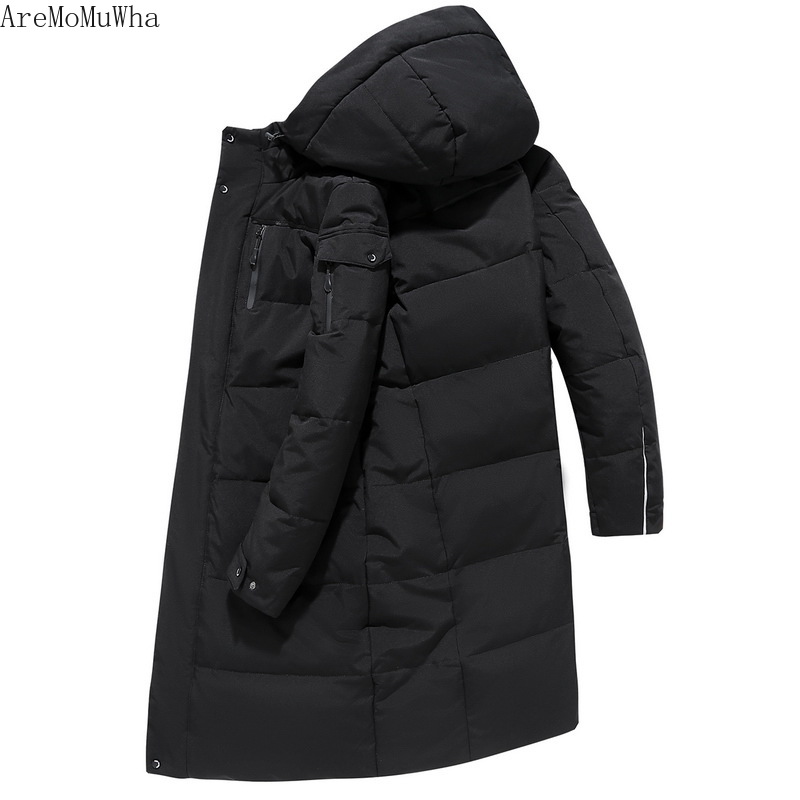 AreMoMuWha 2018 nouveaux hommes mode décontracté blanc eider doudoune longue épaisse grande taille personnes âgées doudoune mâle marque vêtements