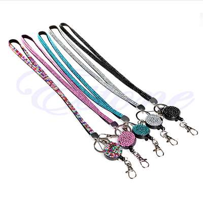 

Rhinestone Crystal Lanyard Keychain Necklace ID Badge Phone Antitheft Holder