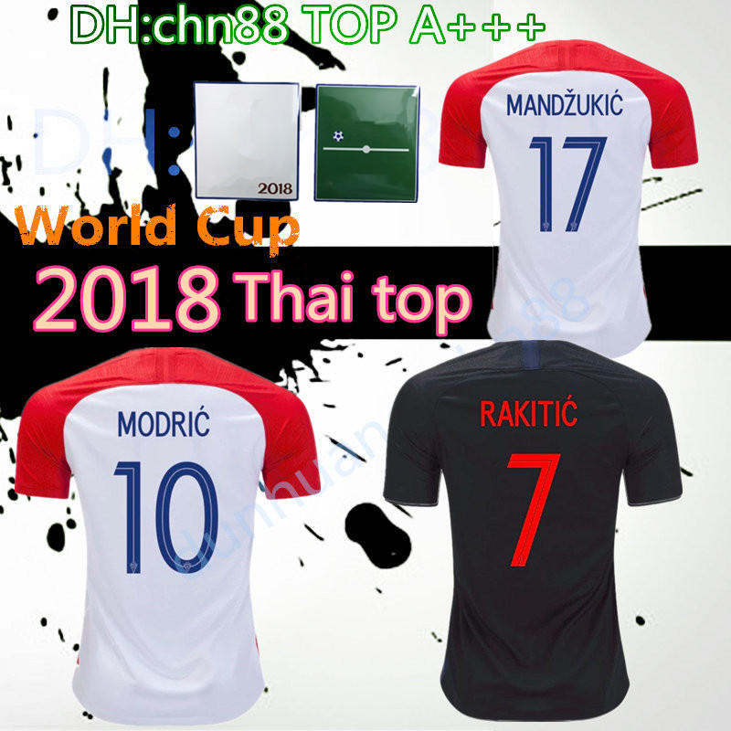 

2018 World Cup Free patch home away Soccer Jersey MODRIC PERISIC RAKITIC MANDZUKIC SRNA KOVACIC Red KALINIC Hrvatska Football Shirt, Black;yellow