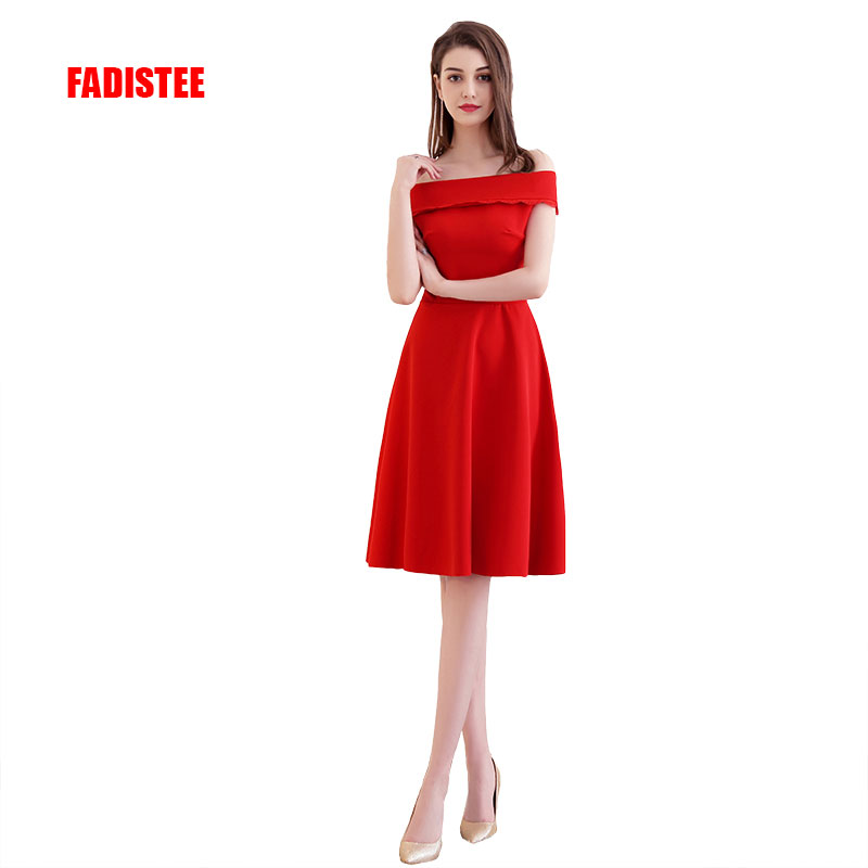 

Hot sale elegant Cocktail Dresses evening dress party dresses satin short A-line Modern boat Neck lace-up classic simple style, Red