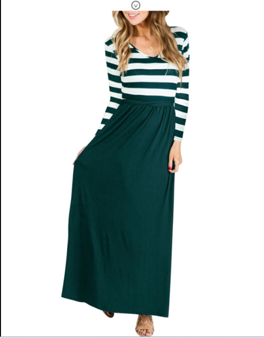 

Casual Dresses Autumn Green Gray Women Fashion Dress Stripe O Neck Long Sleeve Clothing  S-XL, Pink