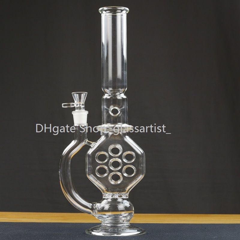 

Glass Water Pipes Swiss Perc with round inliner perc sturdy glass with 11.4 inch height 18.8mm joint