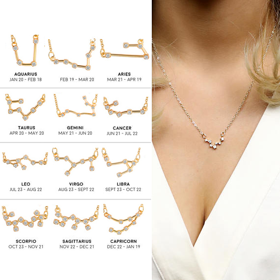

MLJY 12 Constellation Pendants Necklace Gift For Women Gold and Sliver Placed Zodiac Jewelry Astrology Necklace 12pcs/ot, Silver