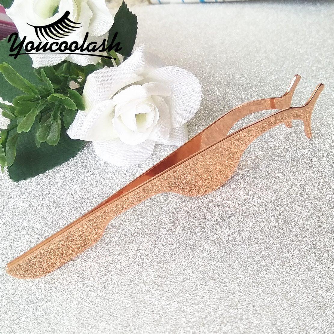 

Golden Strip Lashes Tweezer Stainless Eyelash Curler Fake Eye Lash Rose Gold Tweezers Applicator Clip Makeup Tool Beauty