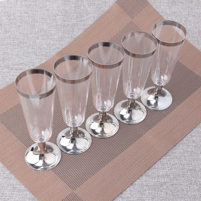 

6OZ 180ml Disposable Plastic Goblet for Wine Champagne Cocktail Picnic Tableware Wedding Party Cup 30pcs/lot DEC410