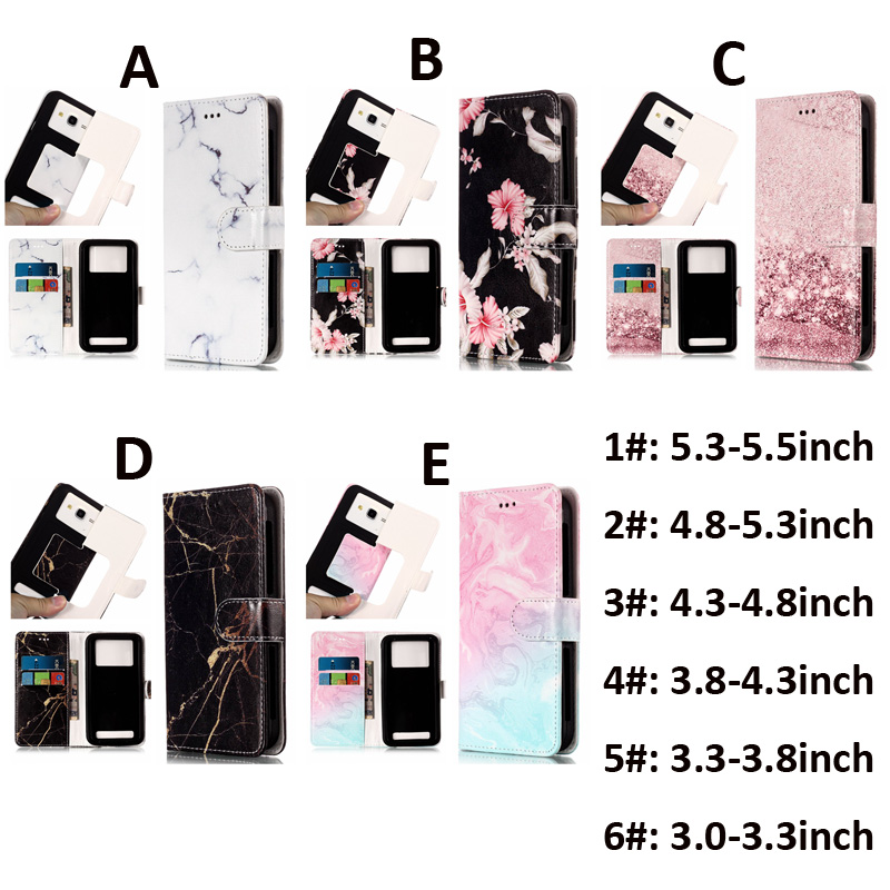 

Universal Marble Flower Wallet Cases PU Flip Leather Card Slot Case For 3.0 To 5.5 inch Mobile Phone iPhone Samsung LG HTC Nokia SONY Huawei RedMi MOTO, Mix colors