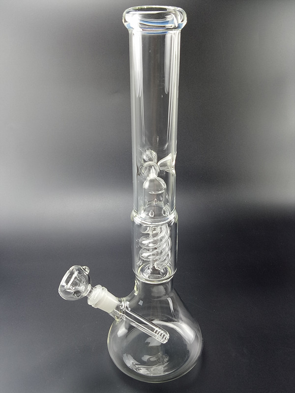

Recycler Oil Rig Glass Bong Water Pipe Spiral Perc Ach Catcher Smoking Beaker Bong 16" inch Tall Portable Hookahs