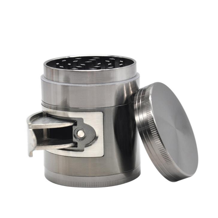 

2018 new zinc alloy 56mm four layer bright side window fume smoked high grade zinc alloy smoke cutter