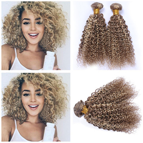 

Kinky Curly Piano #8/613 Mixed Color Peruvian Human Hair Bundle Deals 3Pcs Ombre Light Brown Blonde Piano Mix Color Virgin Hair Weaves, #8/613 piano color