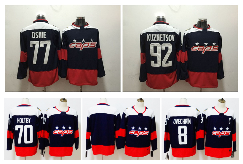 

2018 2018 Stadium Series Washington Capitals Jersey 8 Alex Ovechkin 77 TJ Oshie 92 Evgeny Kuznetsov 70 Braden Holtby Blue Hockey Jerseys, Black