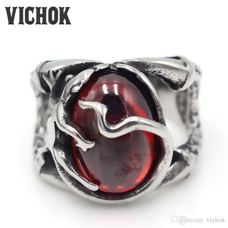Para Hombre de Acero Inoxidable Chino Cabeza de Dragón Anillo Estilo Gótico único animal Caballero