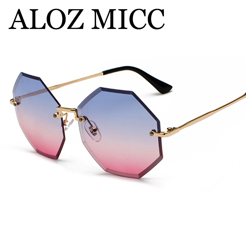 ALOZ MICC Nouvelle Mode Été Unique Lunettes De Soleil Femmes Marque Designer Sans Cadre Octogonale Polygon Lunettes De Soleil UV400 A8054