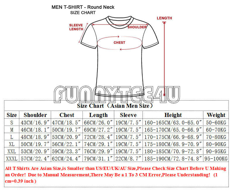 Unisex T Shirt Size Chart Uk