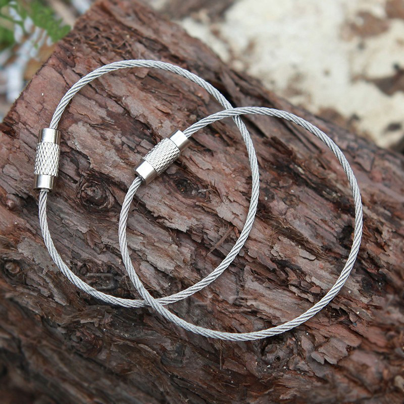 

10pcs/lot Stainless Steel Wire Keychain Cable Key Ring for Outdoor Hiking