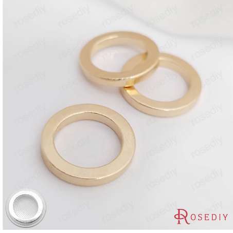

(30601)20PCS Diameter 14mm,Thickness 2MM 24K Champagne Gold Color Plated Brass Closed Rings Jewelry Accessories